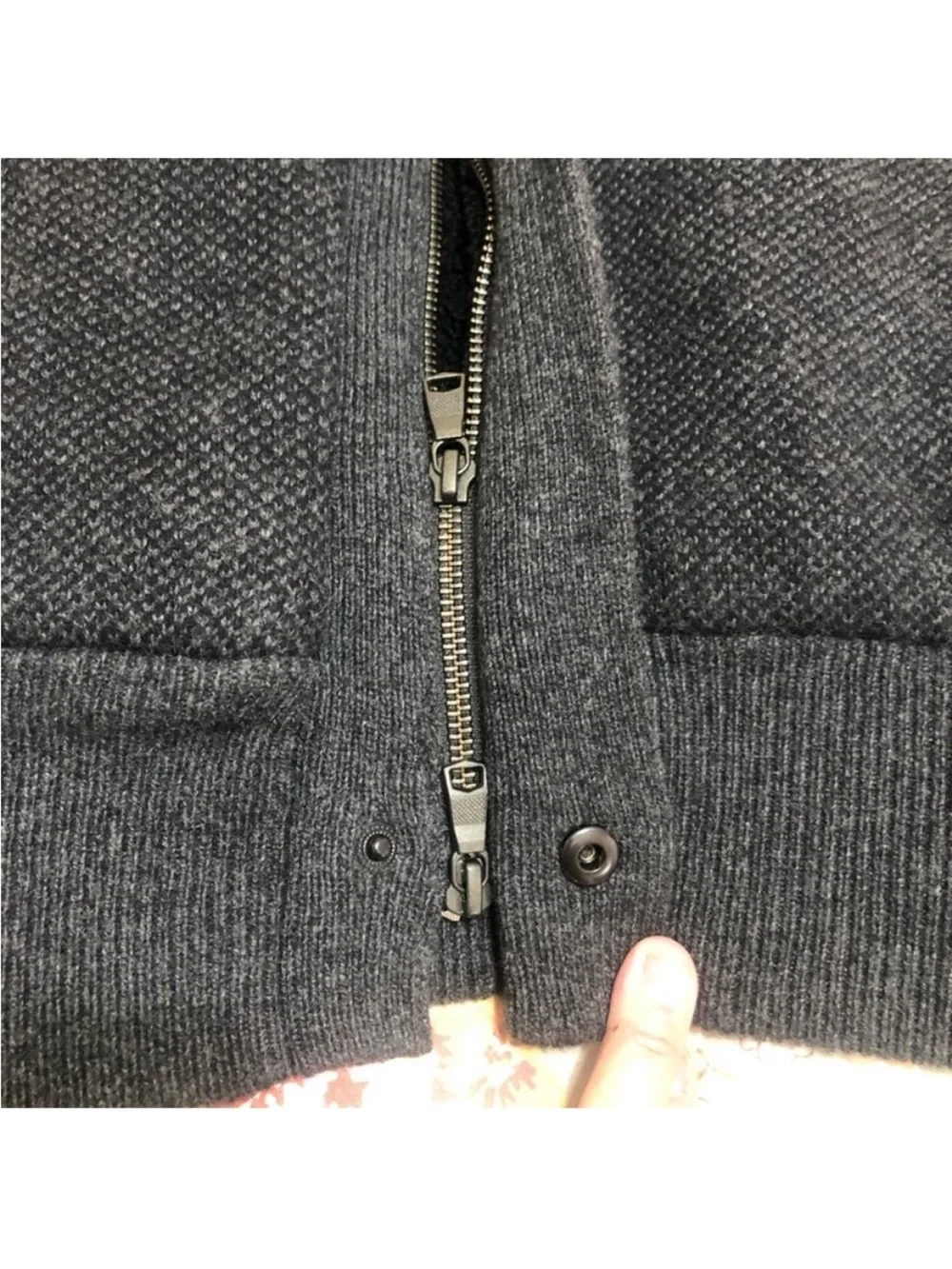 BANANA REPUBLIC Wool/ Cotton Men's Gray sz XL Vest double zipper shearling lined